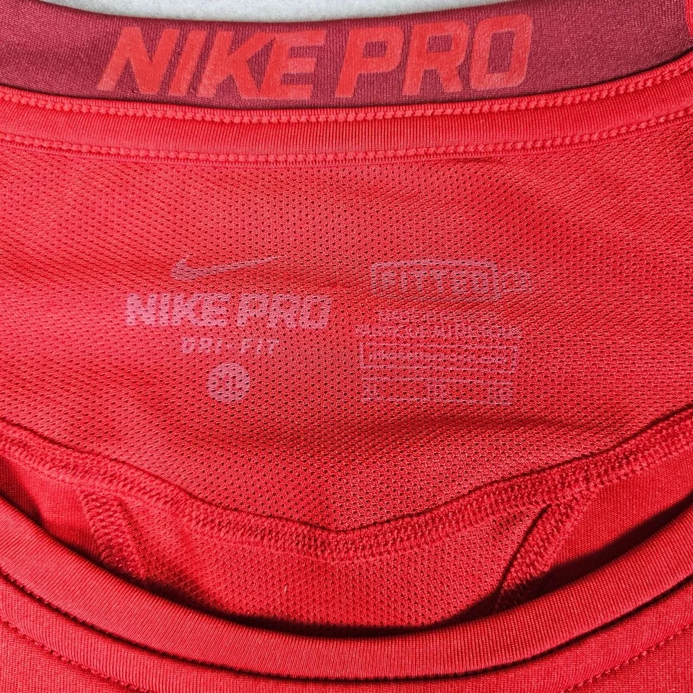 Nike Pro Base Layer Shirt Mens Extra Large Red Long Sleeve Fitted Dri-Fit Crew